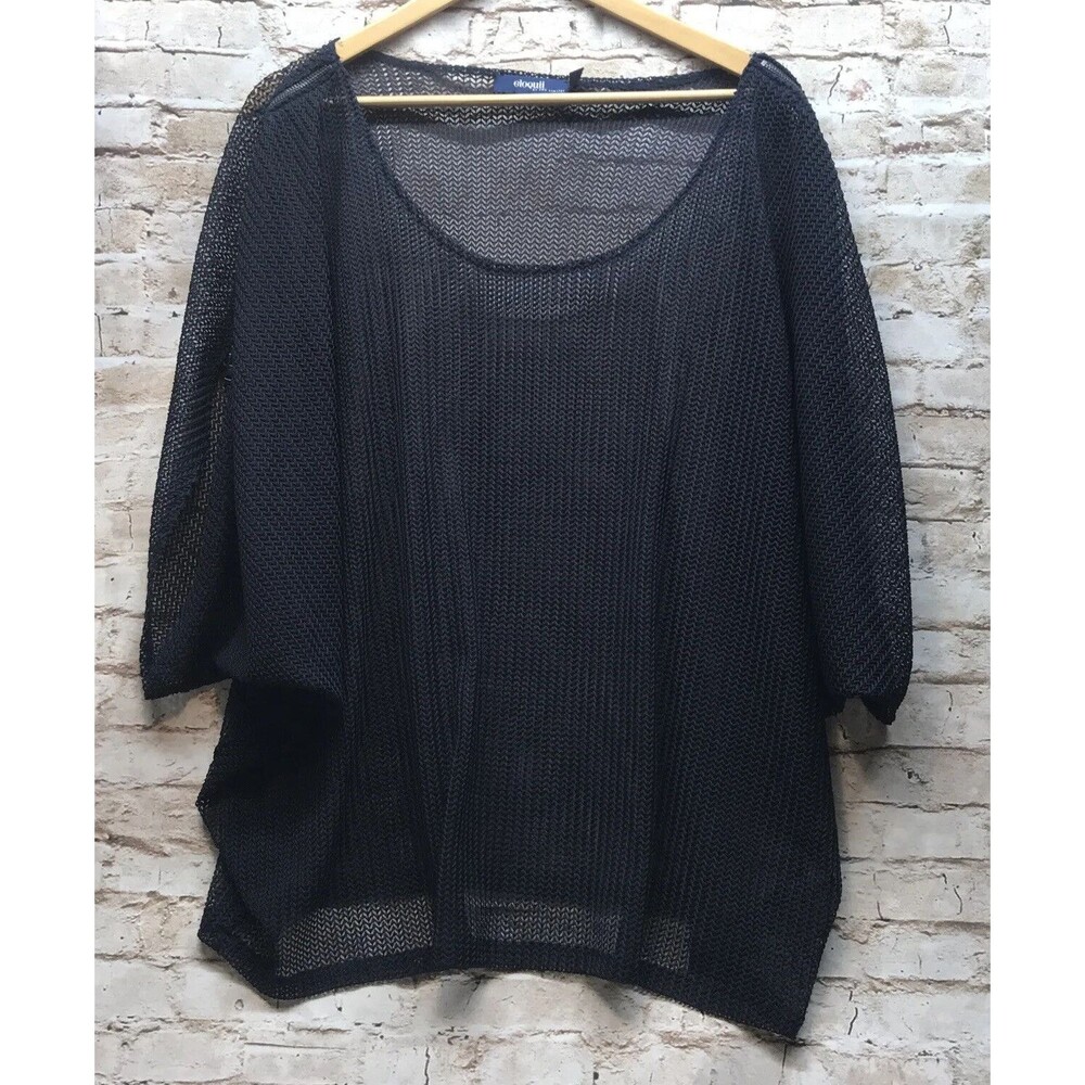 eloquii The Limited Top 22/24 Navy Pullover See Through UnZipper Cold Shoulder